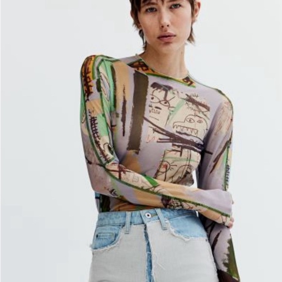 LIMITED EDITION-Basquiat x Ev Bravado x Téla D'Amore H&M Mesh Top –S NWT - Picture 1 of 6